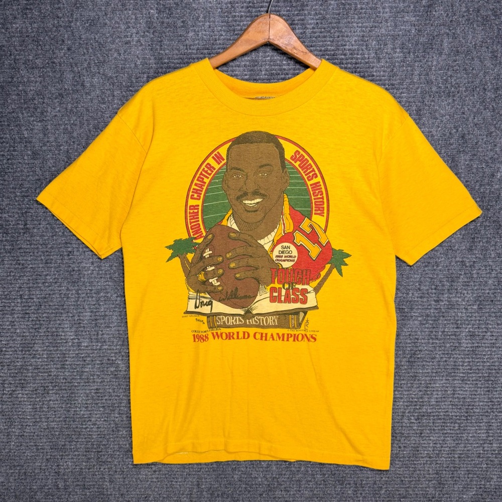 Vintage 1988 Doug Williams World Champions T-Shirt Yellow USA Made L